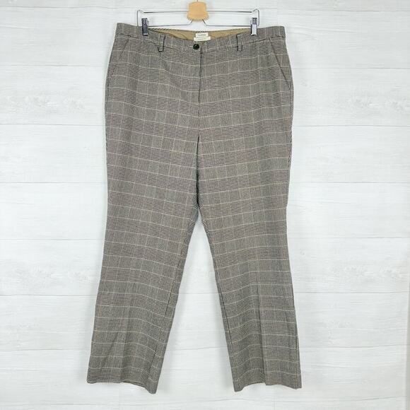 LL Bean Womens Pants Plus Size 20 Houndstooth Plaid Cotton Work Career Preppy - Picture 1 of 15